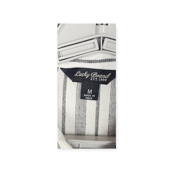🛍️ Lucky Brand Stripe Button-Down Shirt - Women's Medium - Linen Blend - Picture 7 of 9